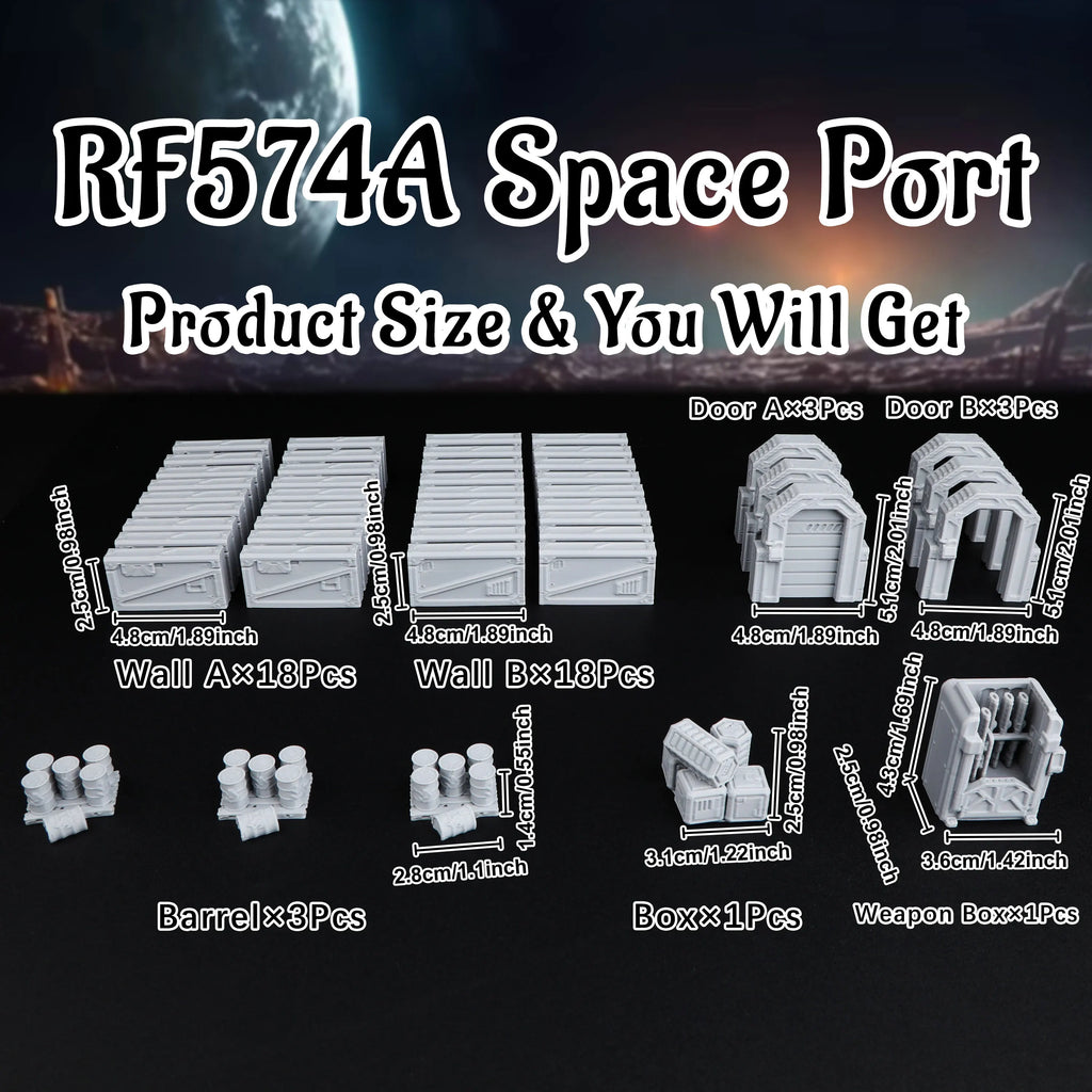 Sci-Fi Space Port & Space Station Miniature Terrain Set – Interstellar Theme TTRPG Accessory for Tabletop Role Playing Games