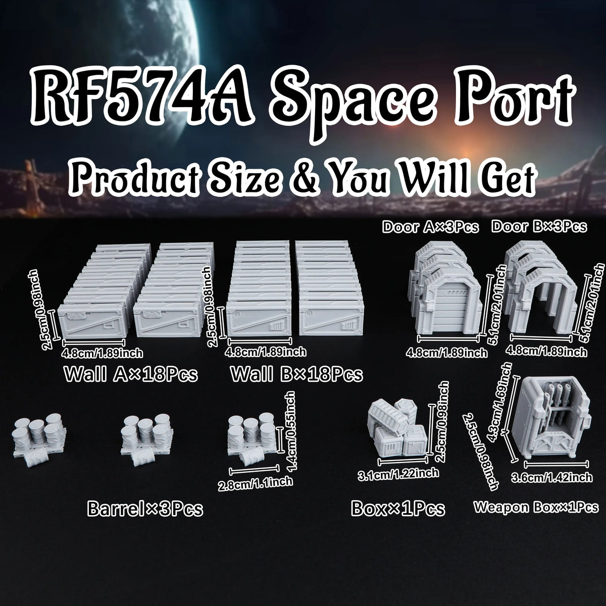 Sci-Fi Space Port & Space Station Miniature Terrain Set – Interstellar Theme TTRPG Accessory for Tabletop Role Playing Games