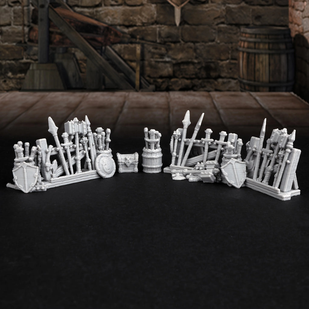 4pcs RPG Miniature Dungeon Equipment Rack for Tabletop Role-Playing Games - Excellent Additions for TTRPG Adventure