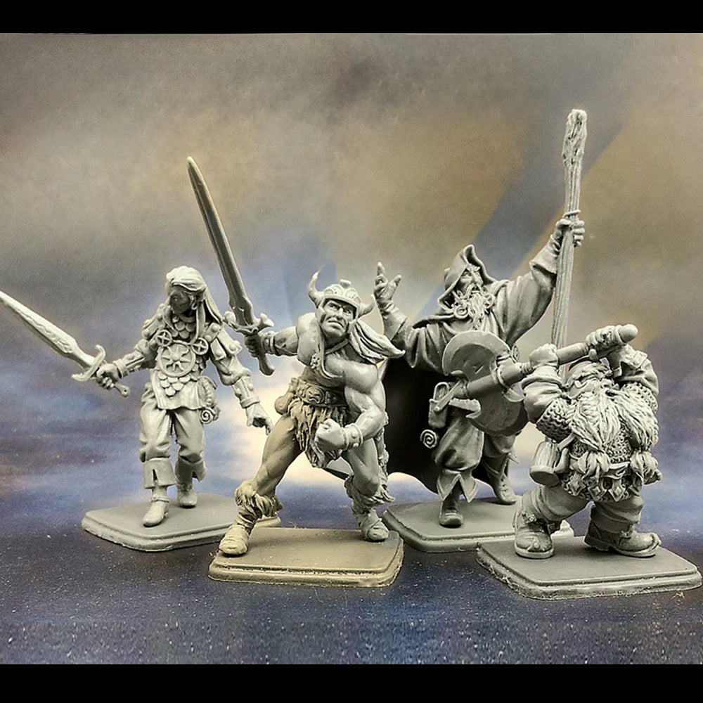 Resin Model figures for dungeon RPG games, 4 figure, Fantasy theme, Unassembled and unpainted kit