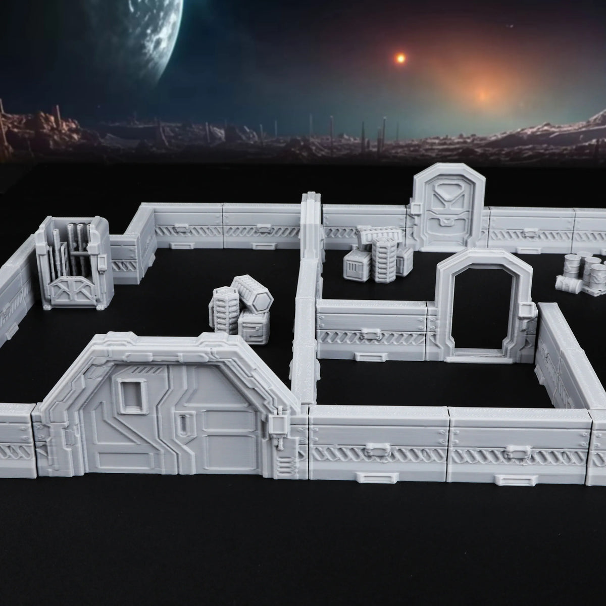 Sci-Fi Space Port & Space Station Miniature Terrain Set – Interstellar Theme TTRPG Accessory for Tabletop Role Playing Games