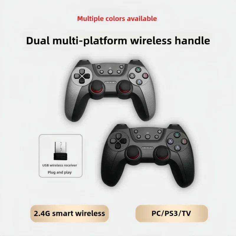 Wireless Game Controller, Plug and Play Gamepad with Dual Vibration & Turbo Burst Function, Ergonomic Anti-Slip Joystick Compatible with PS3, PC, Smart TV, TV Box