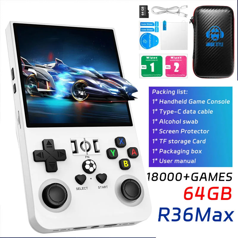 R36MAX Retro Handheld Video Game Console Linux System 4.0 Inch IPS Screen R36S Portable Pocket Video Player 128GB Games Gift