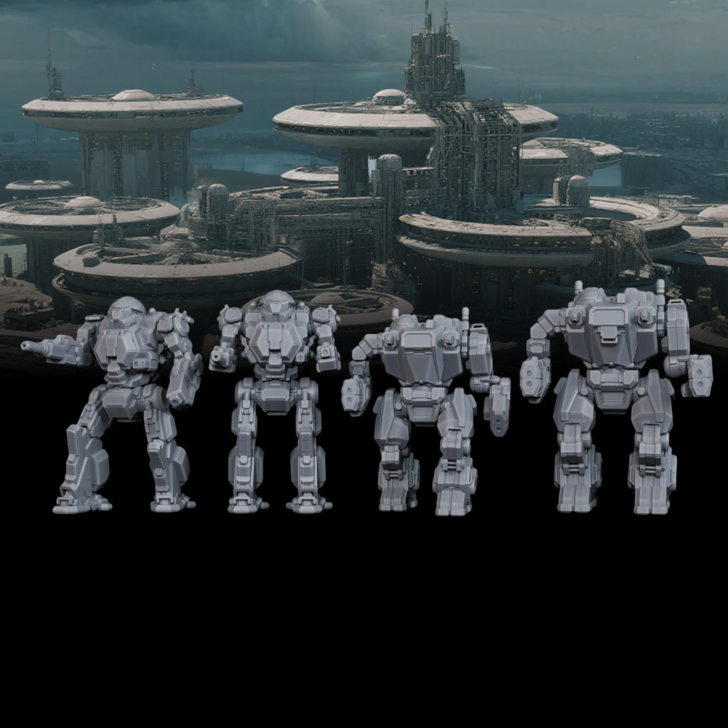 Sci-Fi Transport Spaceship & Robot Miniatures – TTRPG Terrain Accessories, Mech & Spacecraft Models for Tabletop Games