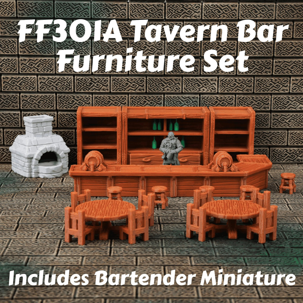 28mm TRPG Tavern Bar Furniture Miniature Terrain Set, Tabletop RPG Scenery Terrain for Fantasy RPG Game