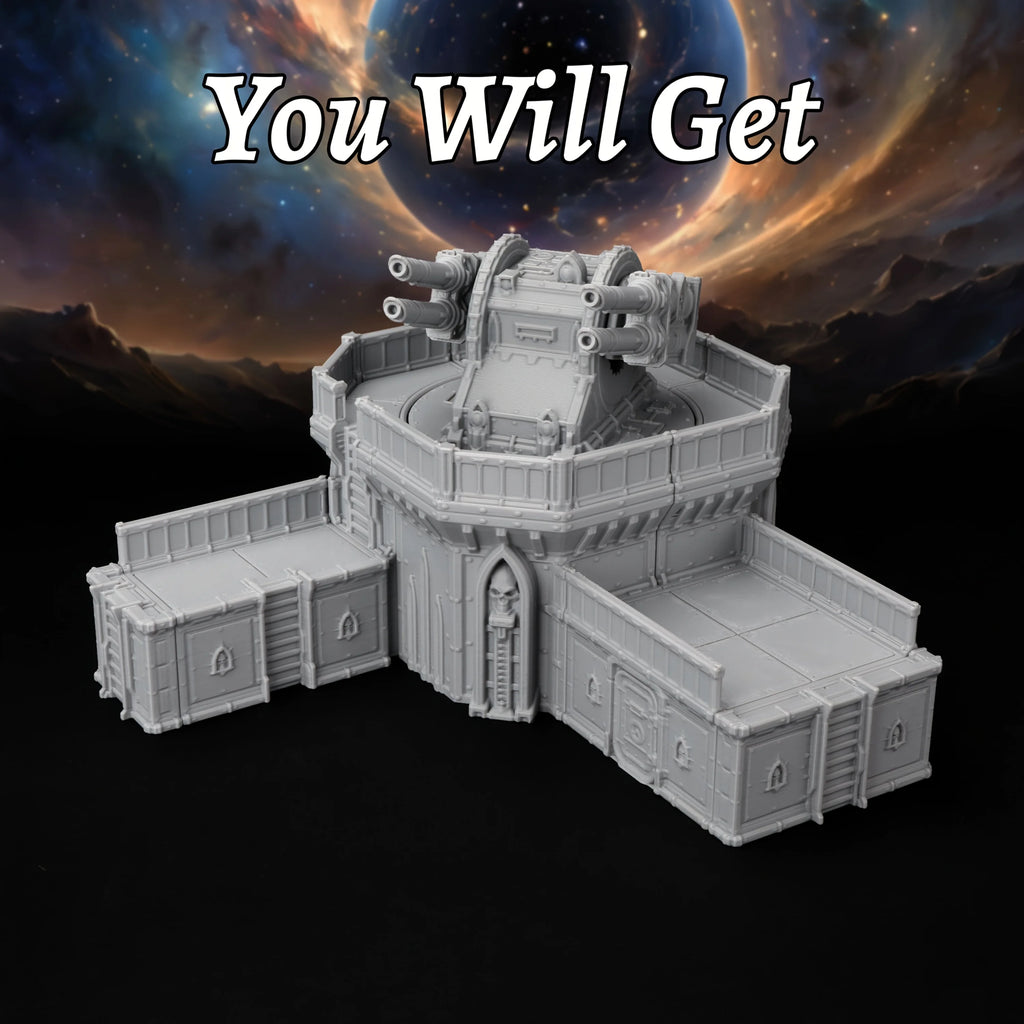 Modular Sci-Fi Defense Turret Miniature Model for RPG Terrain Space Battlefields, Expandable Sturdy Miniature for TTRPG