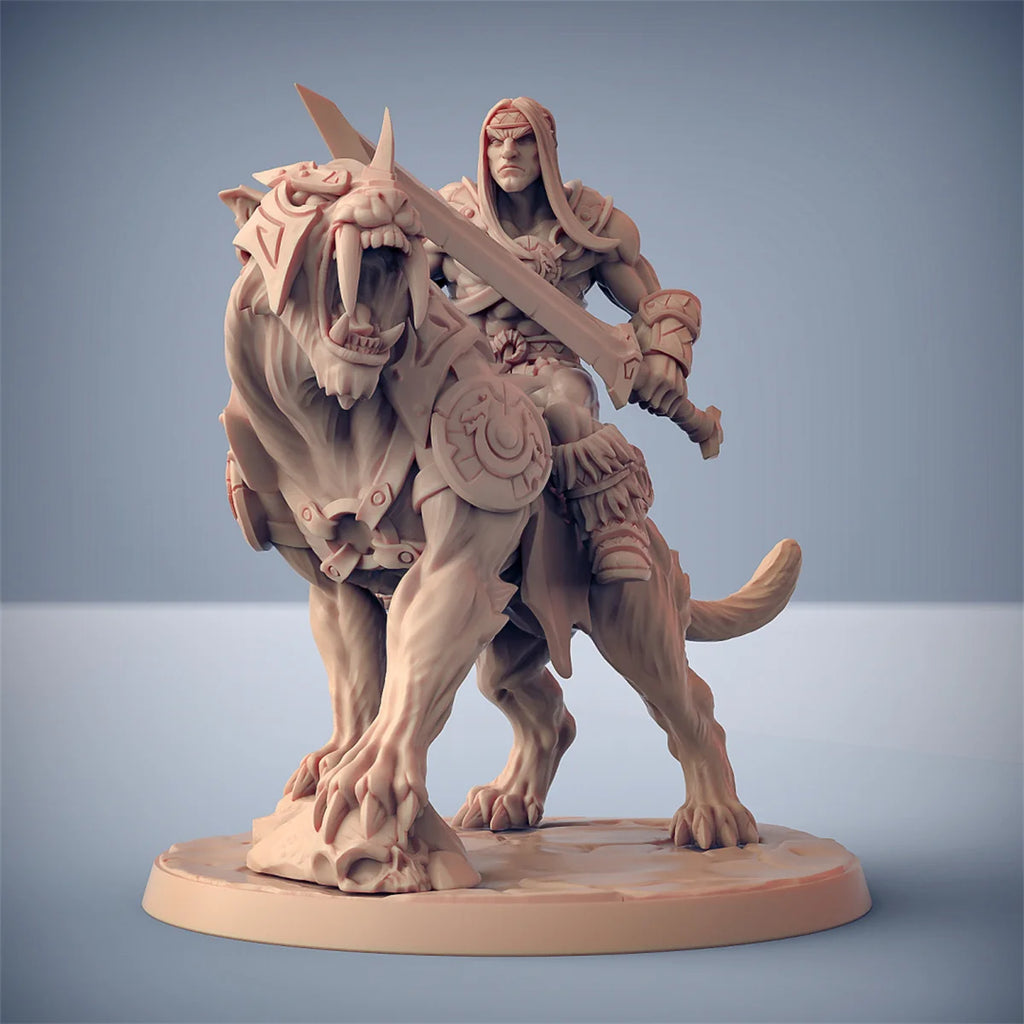 Barbarian Lion Riding Crazy Battle Dragon and Dungeon DND Running Team Board Game Chess Model