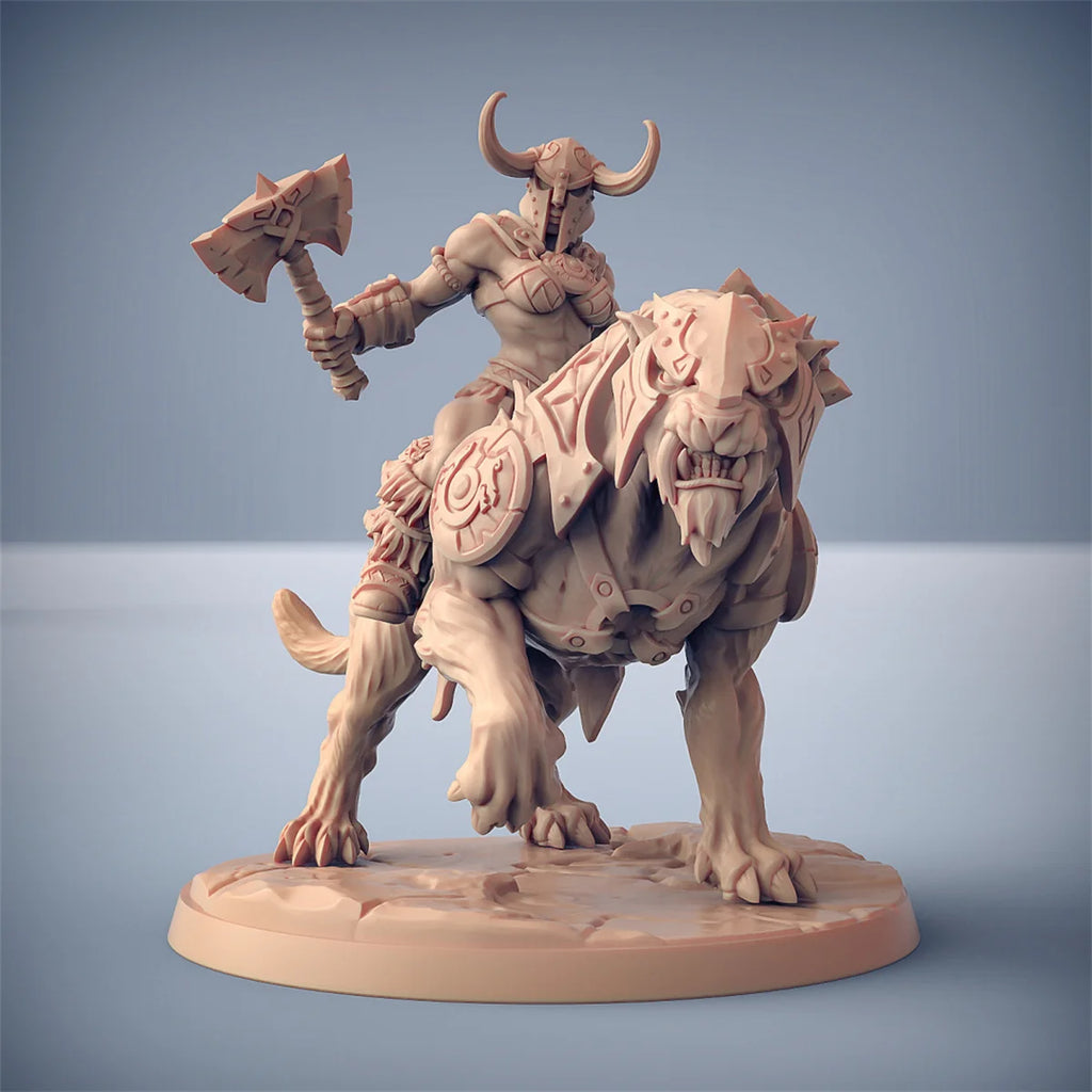 Barbarian Lion Riding Crazy Battle Dragon and Dungeon DND Running Team Board Game Chess Model