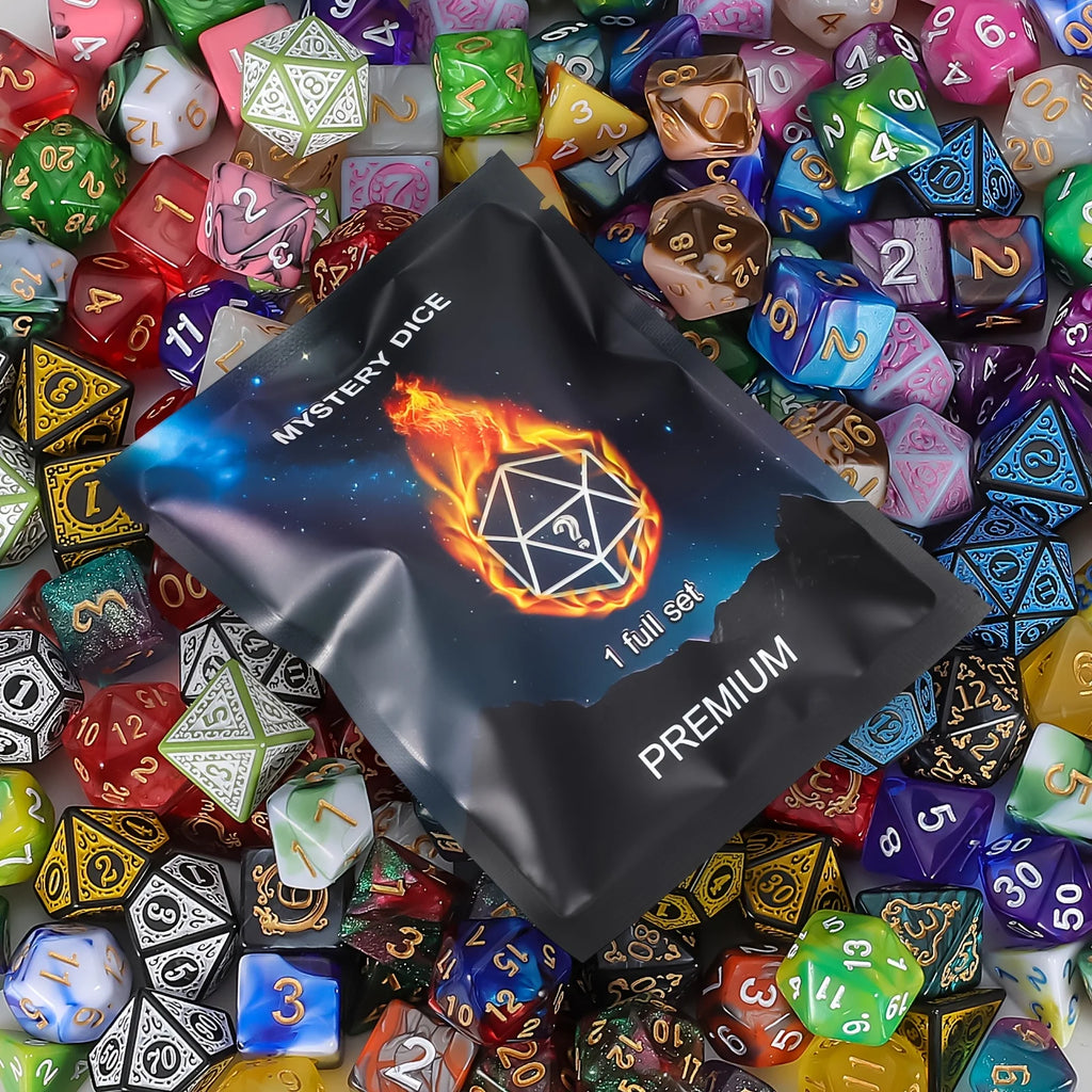 D&D Dice Set 8/40pcs, Including 7/35pcs Polyhedral Dices and 1/5pcs Creative Velvet Bags, for RPG Role-Playing Game