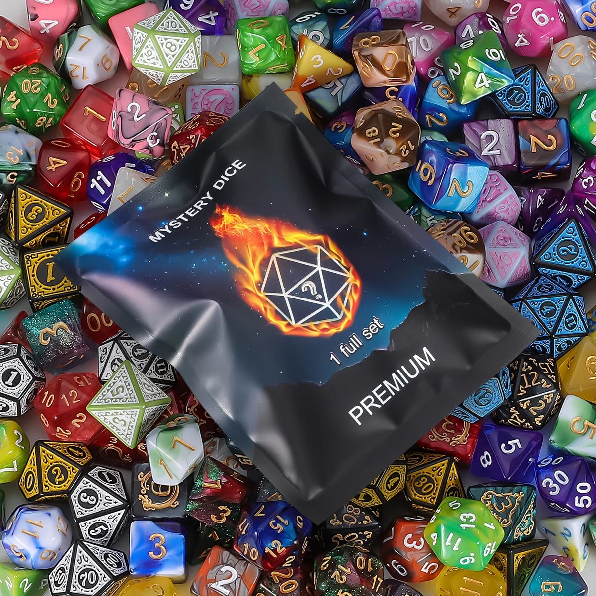 D&D Dice Set 8/40pcs, Including 7/35pcs Polyhedral Dices and 1/5pcs Creative Velvet Bags, for RPG Role-Playing Game