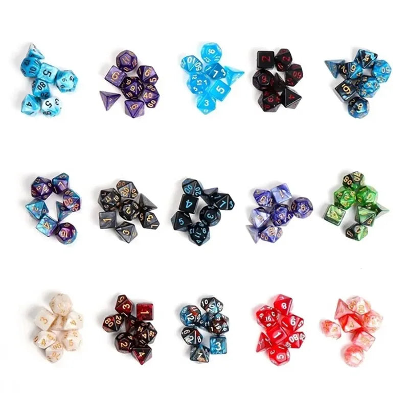 New Pearlescent Polyhedral RPG Dice Set 105/70/49/35/21/7Pcs Multicolor  Dice Role-Playing Board Games with Storage Pouches