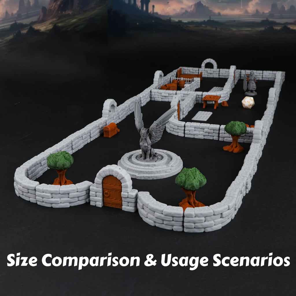 Expandable Modular Dungeon Wall Terrain Set - Great for TTRPG Tabletop Role Playing Games And Gaming Additions