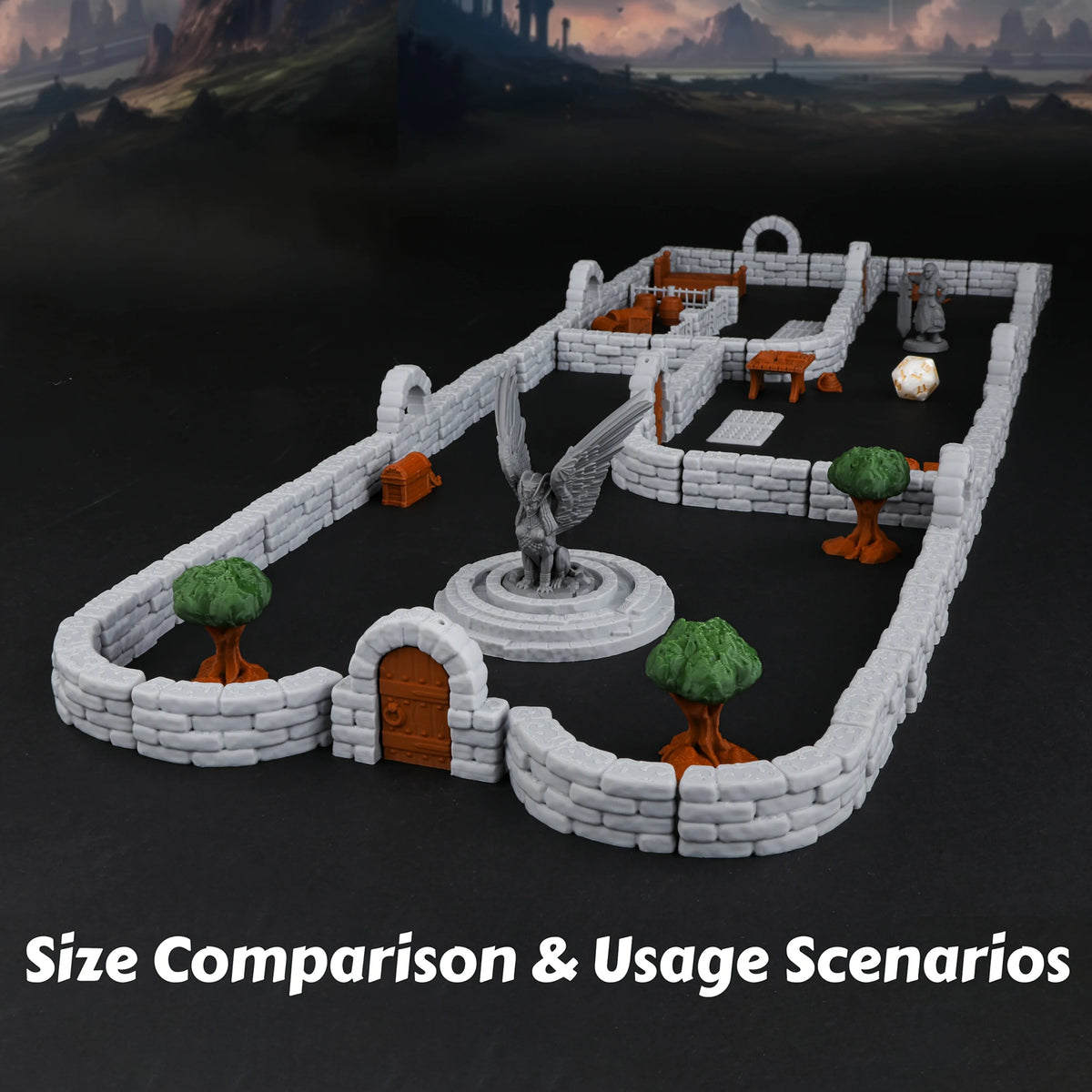 Expandable Modular Dungeon Wall Terrain Set - Great for TTRPG Tabletop Role Playing Games And Gaming Additions