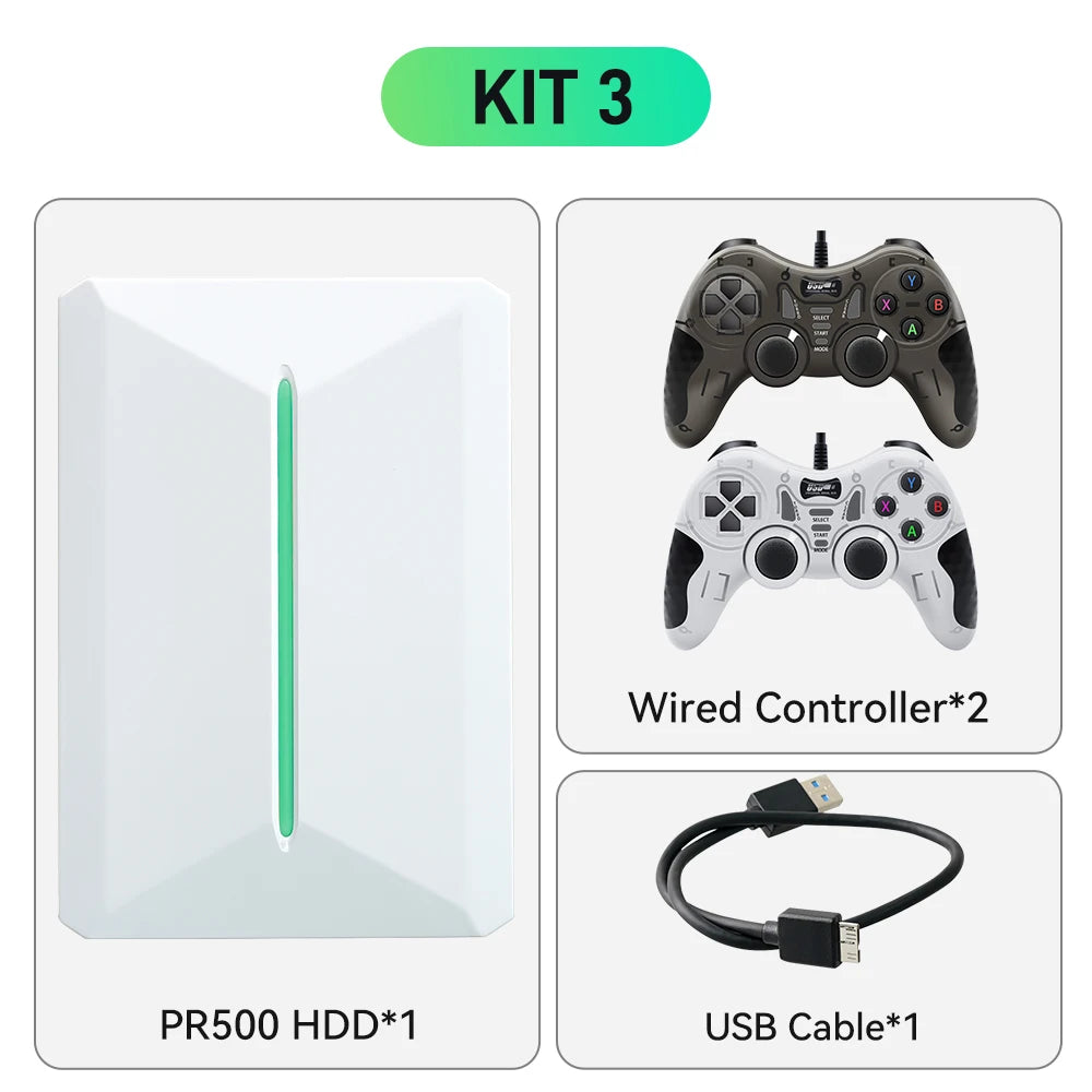 Playnite&Retrobat 500GB Game Hard Drive Consoles Retro Gaming HDD With 38200+Games&49 Emulators Plug&Play for PS3/PS2/PS1/N64