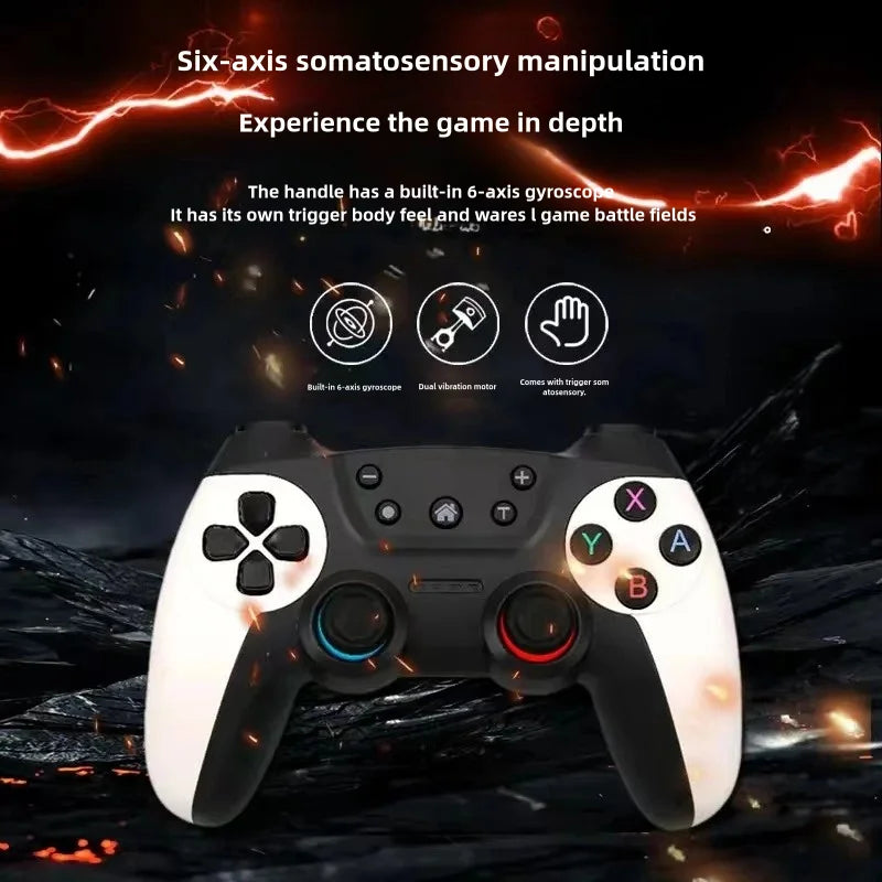 Wireless Game Controller, Plug and Play Gamepad with Dual Vibration & Turbo Burst Function, Ergonomic Anti-Slip Joystick Compatible with PS3, PC, Smart TV, TV Box