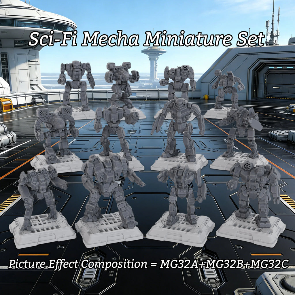 Sci-Fi Mecha Miniature Set, Futuristic Robot TTRPG Miniature Figures