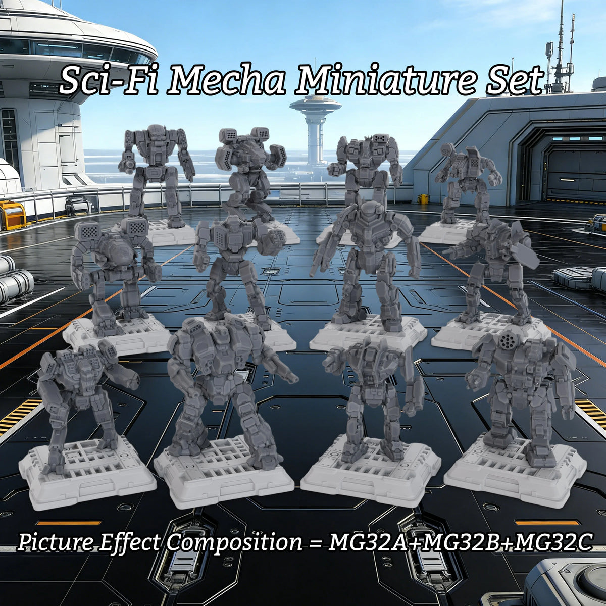 Sci-Fi Mecha Miniature Set, Futuristic Robot TTRPG Miniature Figures