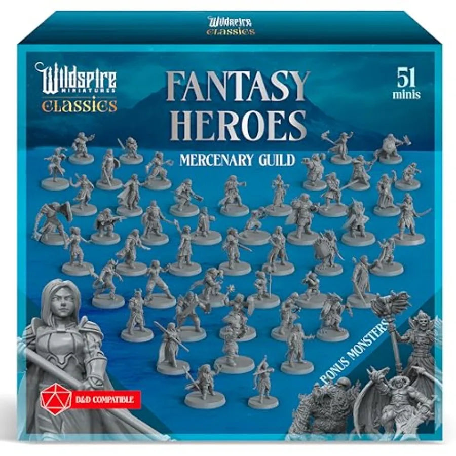 Classic Heroes - - 51 Paintable Characters for DND Miniatures Bulk, 28mm for Dungeons Dragons type games