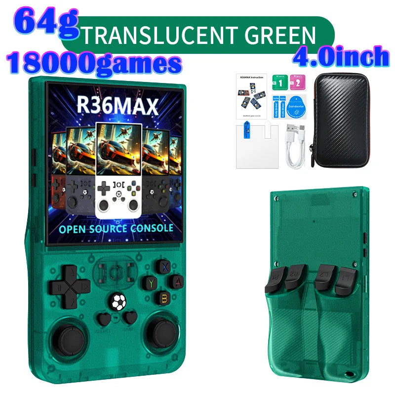R36MAX Game Console 64GB 128GB 18000+GAMES Linux System 4.0 inch