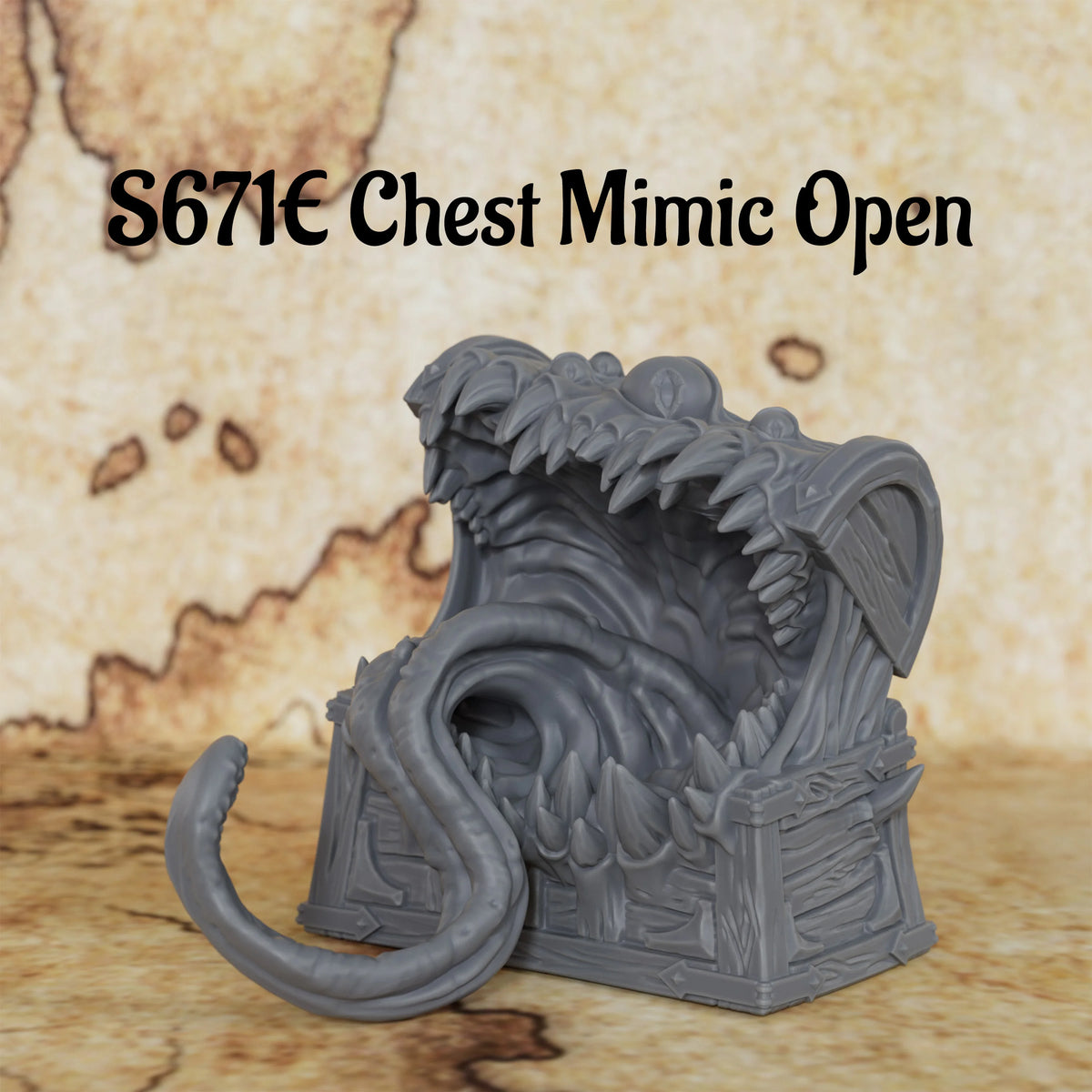 RPG Mimic Chest Miniature Model Set, Fantasy TTRPG Accessory, Hidden Monster Treasure Box for Tabletop Role Play Game Scenes