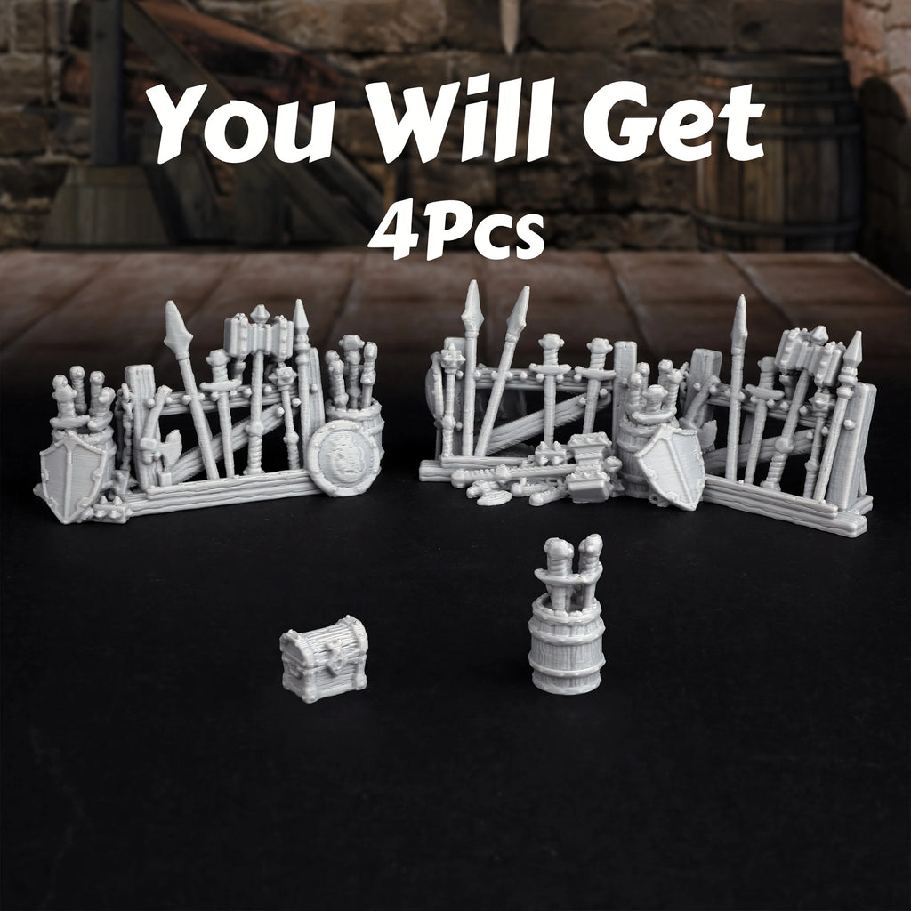 4pcs RPG Miniature Dungeon Equipment Rack for Tabletop Role-Playing Games - Excellent Additions for TTRPG Adventure