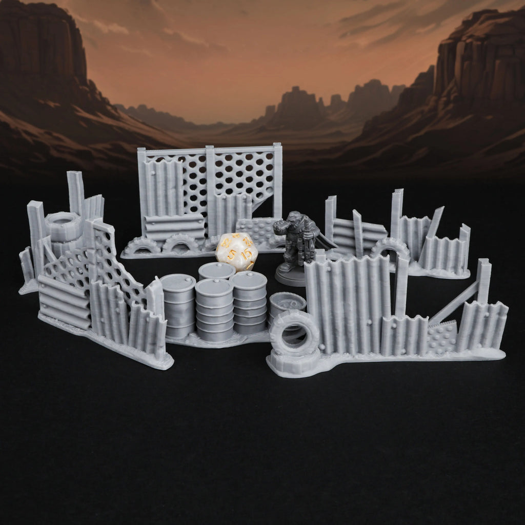 Miniatures Barricades Terrain Set TTRPG Scenery for Tabletop Role-Playing Board Games Compatible with Various Fantasy RPGs
