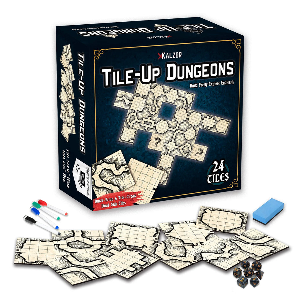 Tile Up Dungeons | Unique Design Modular Terrain Map Accessories For  DnD Board Game | Highly Portabe | Dual-side Tiles