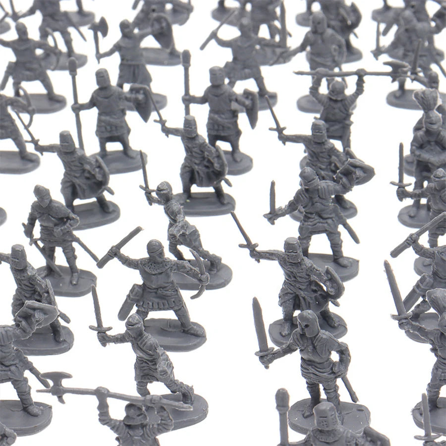 100pcs Medieval Knight Mini Figurines, Plastic with Multiple Poses