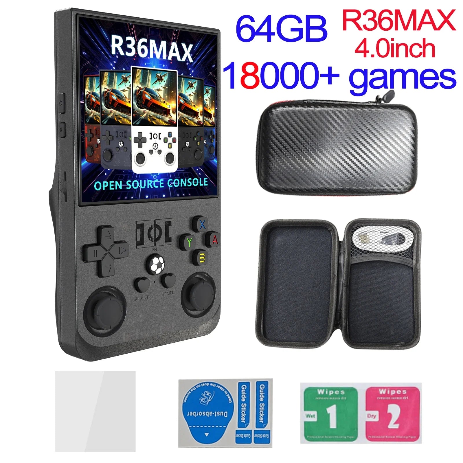 R36MAX Game Console 64GB 128GB 18000+GAMES Linux System 4.0 inch