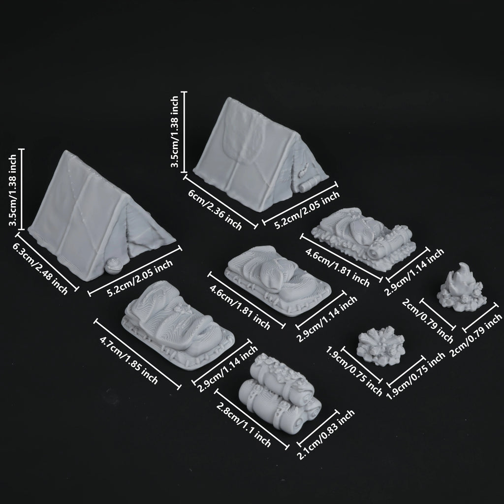 8pcs RPG Adventurer's Camp Miniature Terrain Building Set, Miniature Accessories for TRPG Role-Playing Tabletop Games