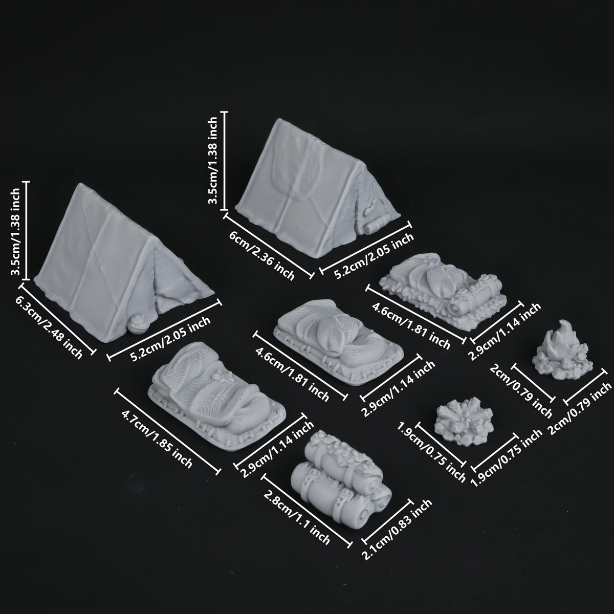 8pcs RPG Adventurer's Camp Miniature Terrain Building Set, Miniature Accessories for TRPG Role-Playing Tabletop Games