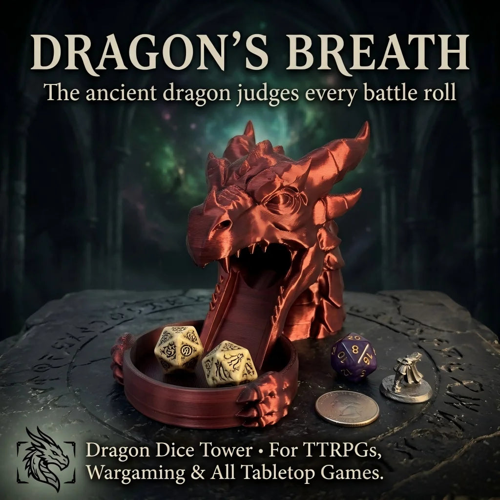 Dragon's Breath Dice Tower, Dark Fantasy Medieval Style, Tabletop TTRPG Accessory, Wargaming Dice Roller, Board Game Gadget
