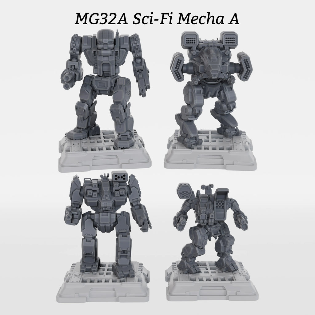Sci-Fi Mecha Miniature Set, Futuristic Robot TTRPG Miniature Figures