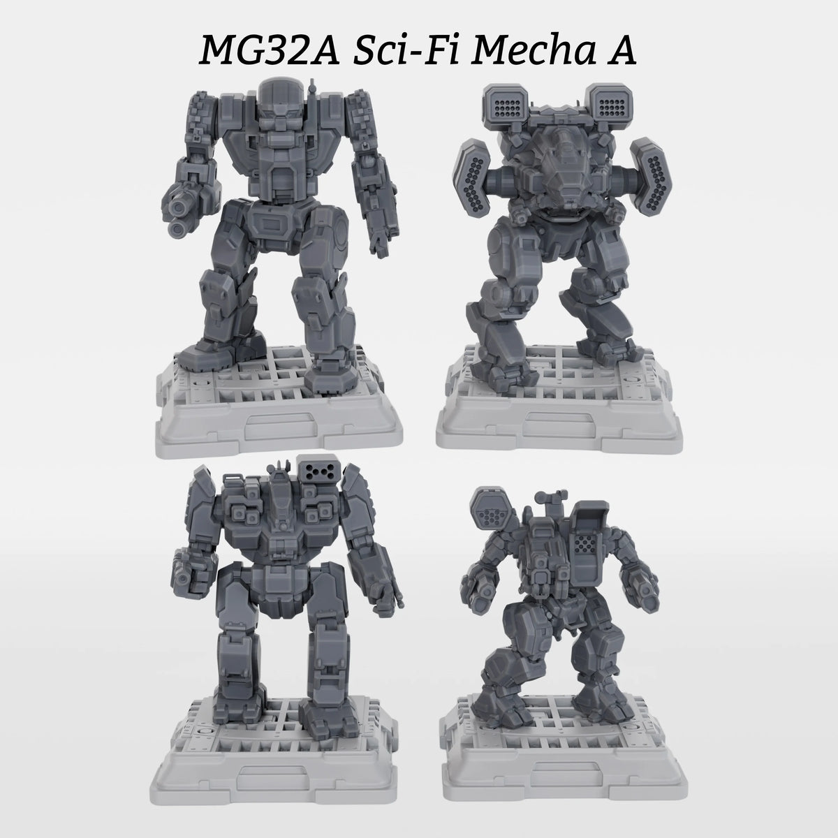 Sci-Fi Mecha Miniature Set, Futuristic Robot TTRPG Miniature Figures