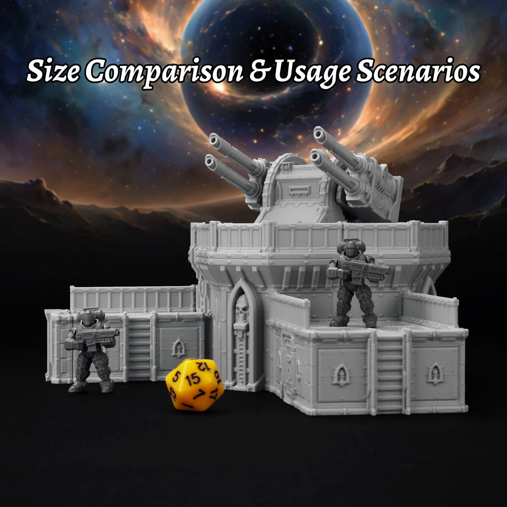 Modular Sci-Fi Defense Turret Miniature Model for RPG Terrain Space Battlefields, Expandable Sturdy Miniature for TTRPG