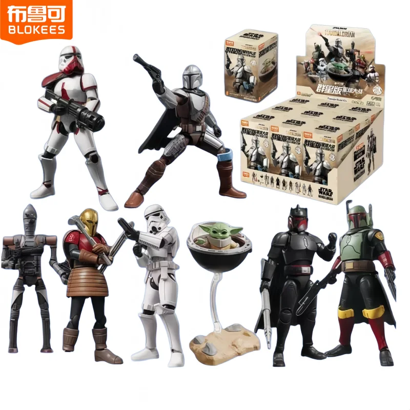 BLOKEES Star Wars Galaxy Vol.1 Blind Box Bounty Hunter Mandalorian Action Figure Sci-Fi Character Model Collectible Toy Gift