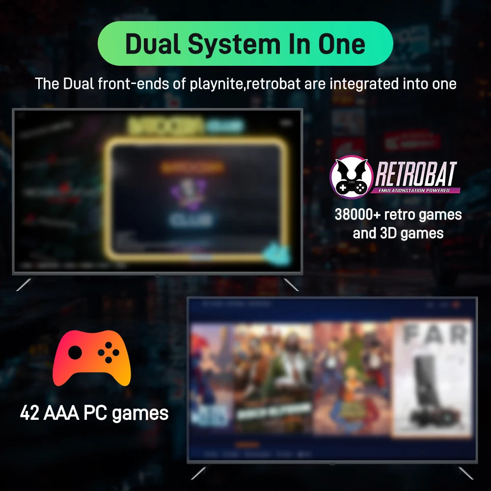 Playnite&Retrobat 500GB Game Hard Drive Consoles Retro Gaming HDD With 38200+Games&49 Emulators Plug&Play for PS3/PS2/PS1/N64