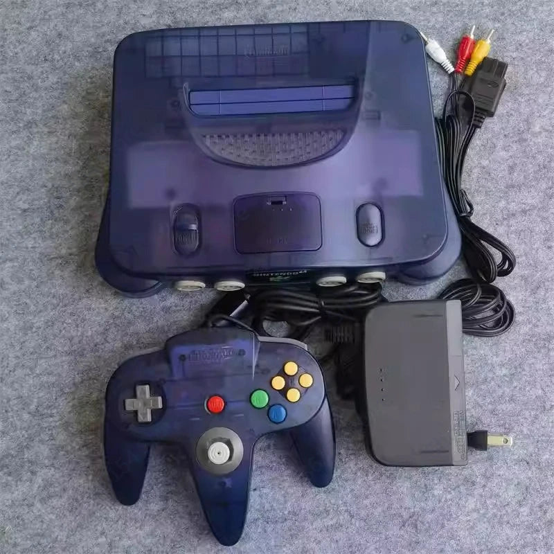 Original game console N64 host body, blue transparent, black