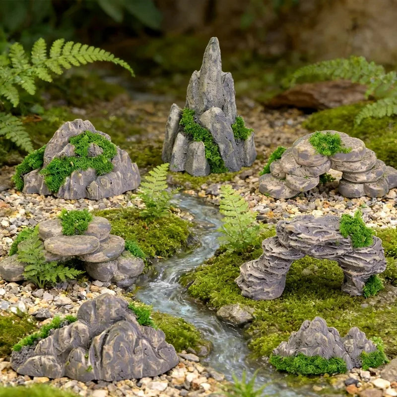 Miniature Mountain Fake Stone Resin Rockery Landscape