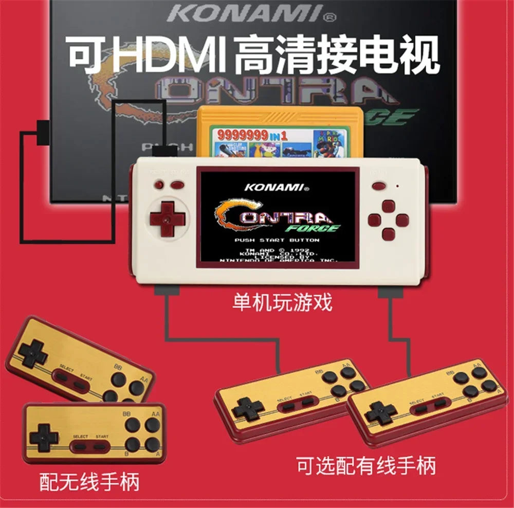 Handheld Game Console Nostalgic 4.3 Inch HD Large Screen Compatible With FC Yellow Multi Cartridge