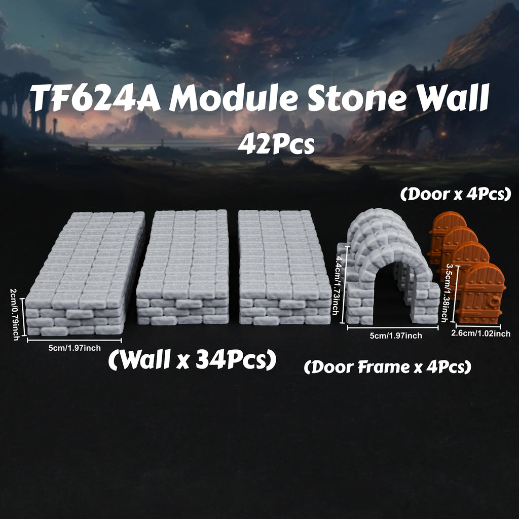 Expandable Modular Dungeon Wall Terrain Set - Great for TTRPG Tabletop Role Playing Games And Gaming Additions