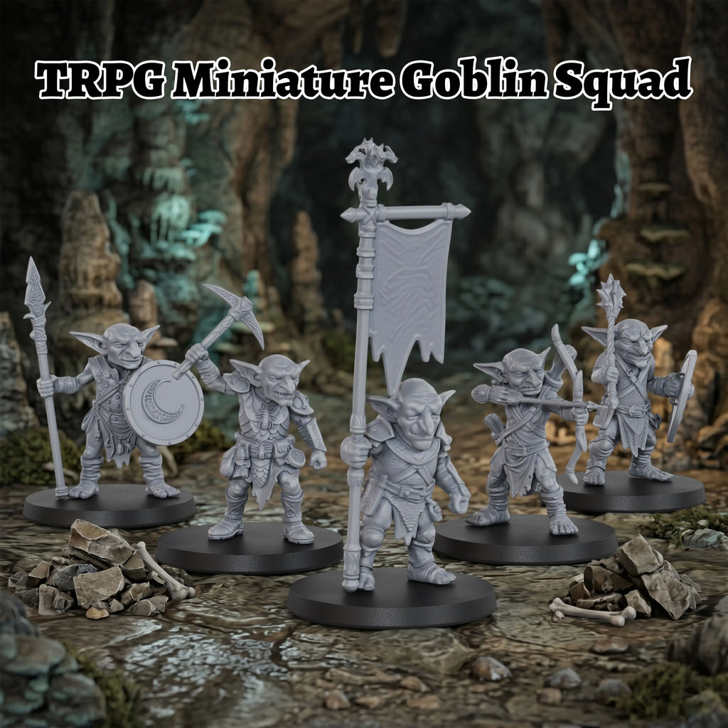 Fantasy Goblin Squad Miniatures - TTRPG Roleplay Figures, Goblin Raiders, Collectible Accessories for Village & Cave Encounters