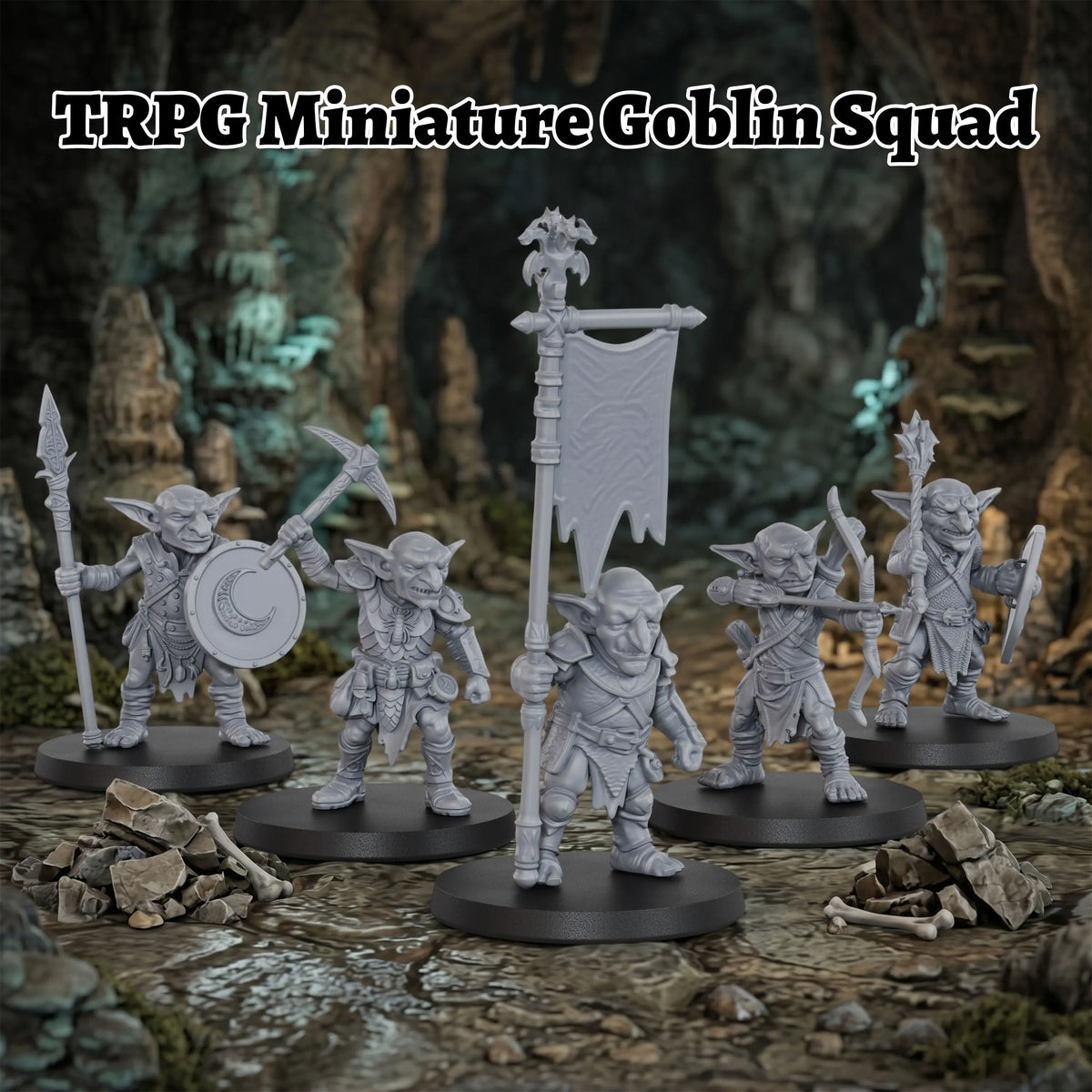 Fantasy Goblin Squad Miniatures - TTRPG Roleplay Figures, Goblin Raiders, Collectible Accessories for Village & Cave Encounters