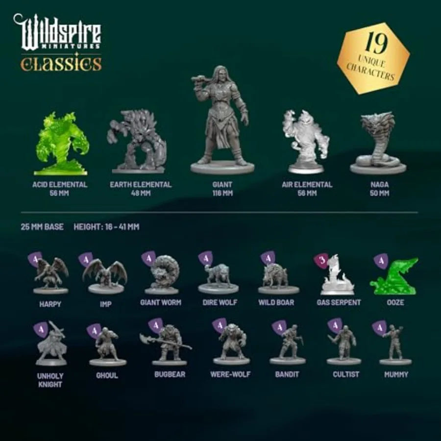 Classic Encounters - Expansion Set I - 60 Iconic DND Miniatures Bulk Monsters, Unpainted Tabletop RPG DND Minis,