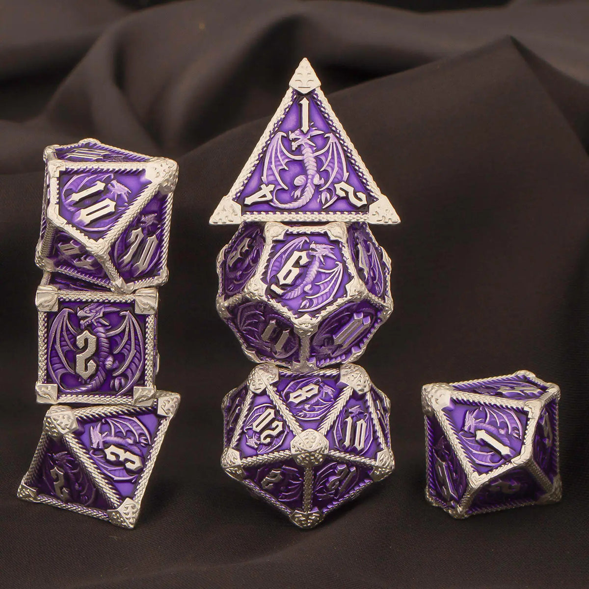 Metal Dice Set, 7 Piece Polyhedral Role Playing RPG D and D Dice D20 D12 D10 D8 D6 D4