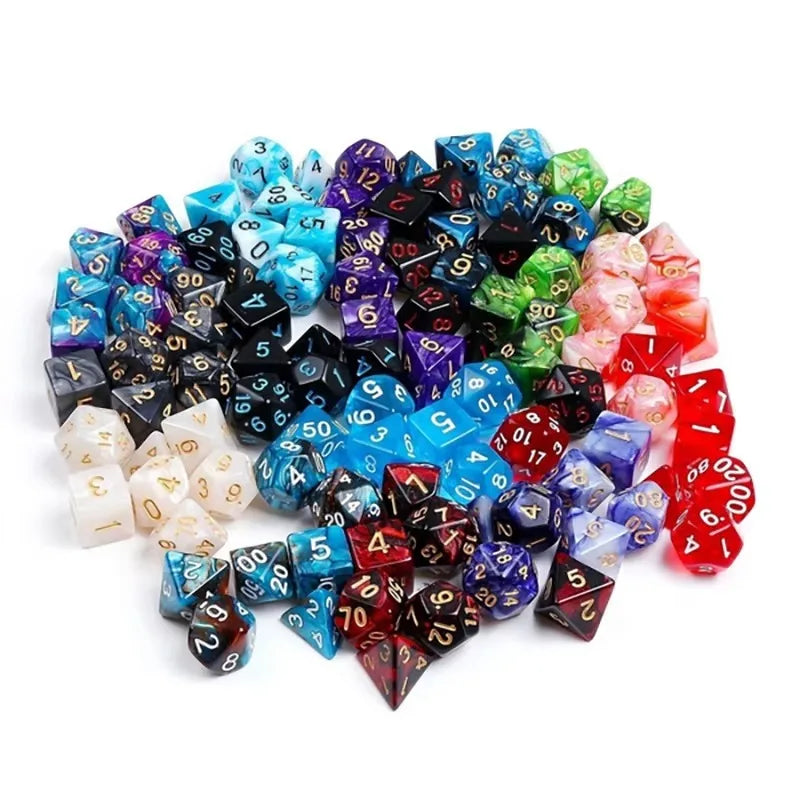 New Pearlescent Polyhedral RPG Dice Set 105/70/49/35/21/7Pcs Multicolor  Dice Role-Playing Board Games with Storage Pouches