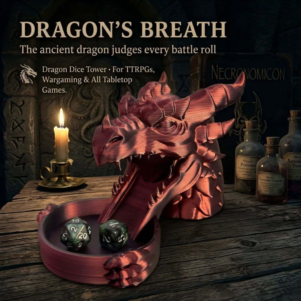 Dragon's Breath Dice Tower, Dark Fantasy Medieval Style, Tabletop TTRPG Accessory, Wargaming Dice Roller, Board Game Gadget
