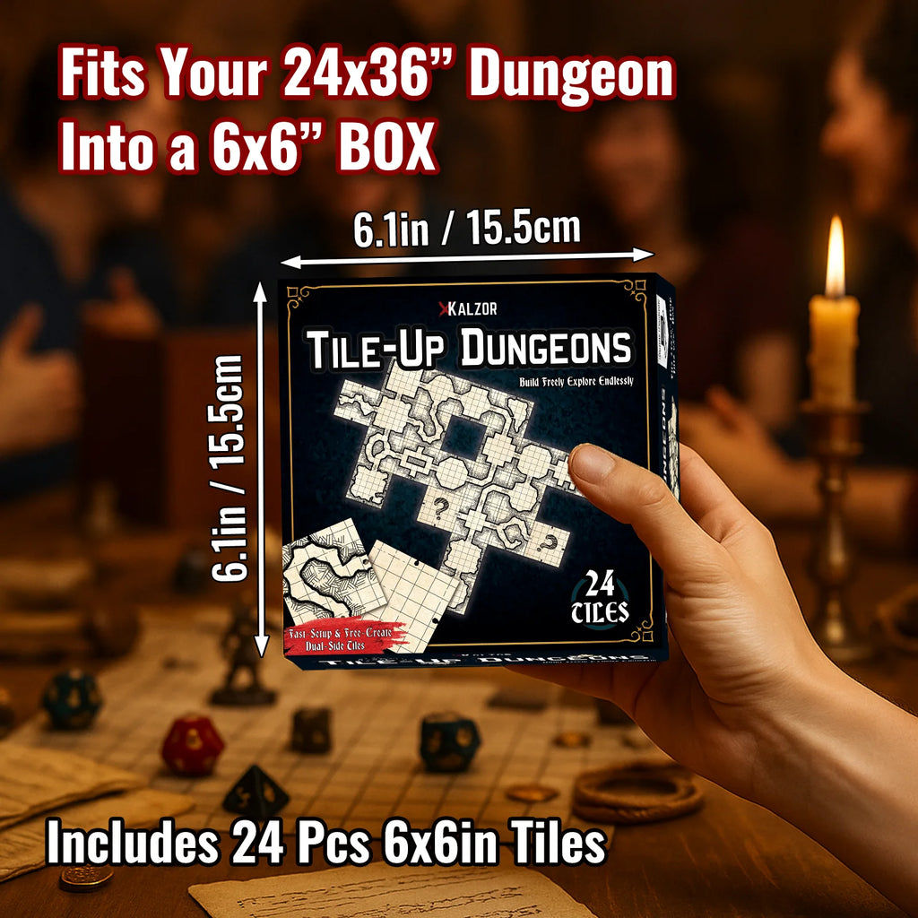 Tile Up Dungeons | Unique Design Modular Terrain Map Accessories For  DnD Board Game | Highly Portabe | Dual-side Tiles