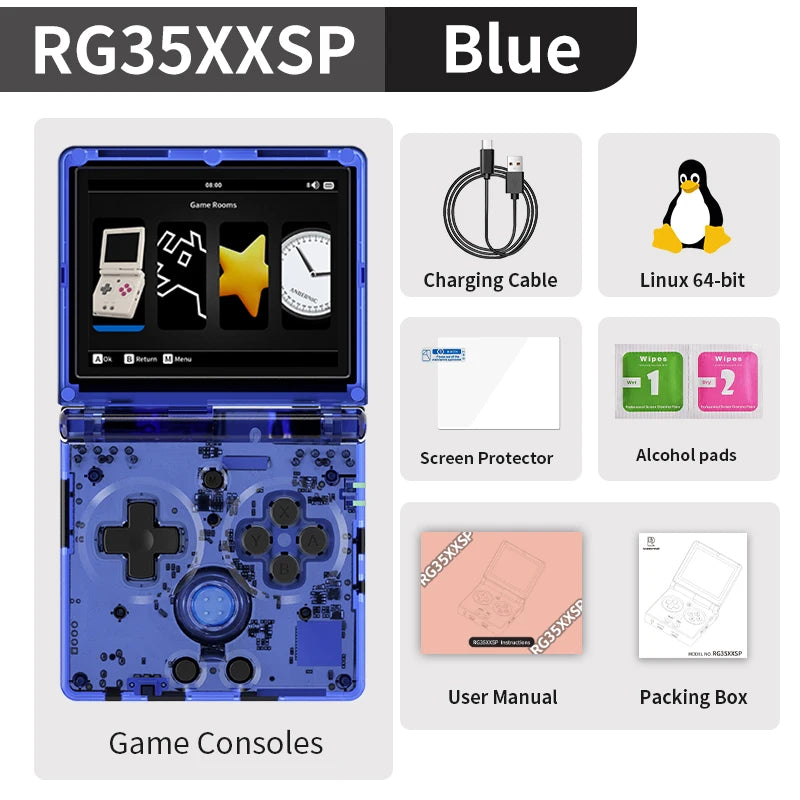 ANBERNIC RG35XXSP Flip Retro Handheld Game Console Linux 64bit WiFi Bluetooth Online Play HDMI-TV Out
