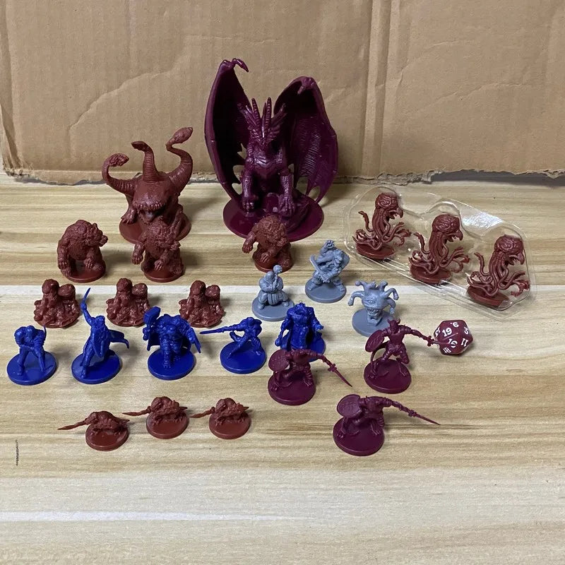 Lot Cave Bear Red Dragon Devil Rogue Cleric Elf Paladin  Monsters Character Board Game Minis